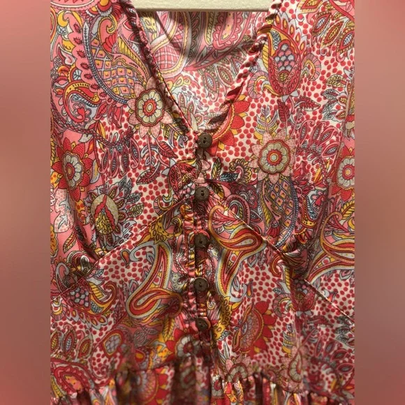 Boemo Pink Paisley Boho Maxi Dress | Size L 🌸🌸🌸 Beautiful! - Picture 4 of 10